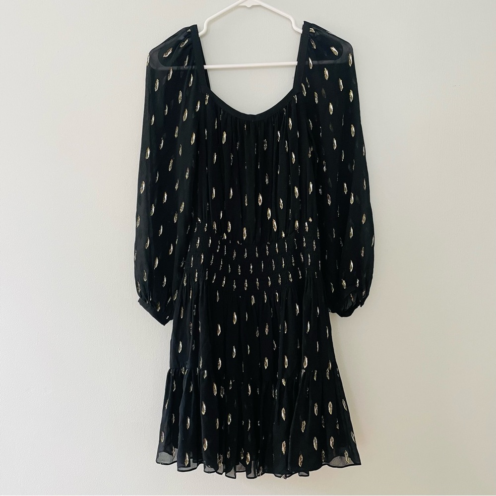 REBECCA TAYLOR Silk Metallic Clip Dot Dress Size 2 - Picture 4 of 16